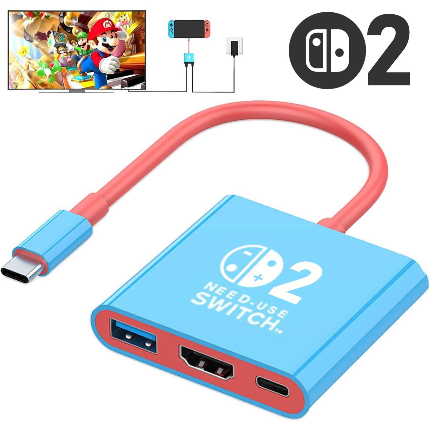 Gaming Kit Accessories Nintendo Switch - Docking Station Switch2 Tipe C HDMI+USB3.0+PD